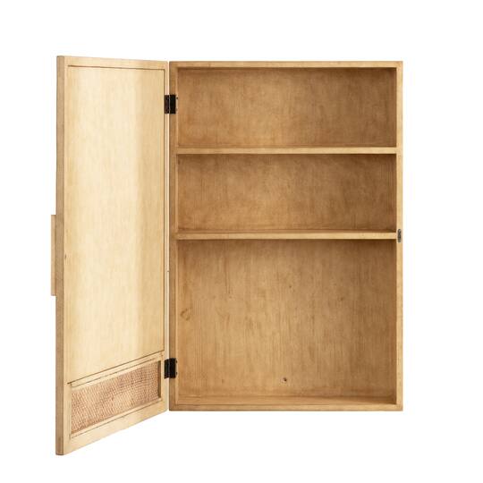 Kate and Laurel Ori Rattan & Wood Mirror Vanity Cabinet